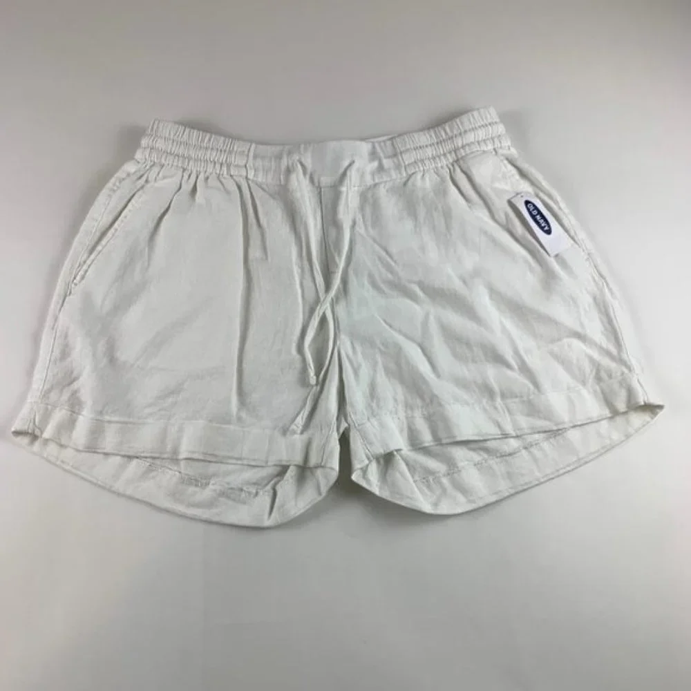 NWT Old Navy Shorts White Linen Blend Pull On M